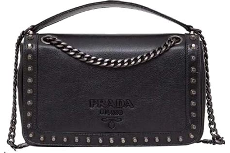 prada pattina glace studded bag|Prada Pattina Glace Studded Bag Black in Calfskin Leather .